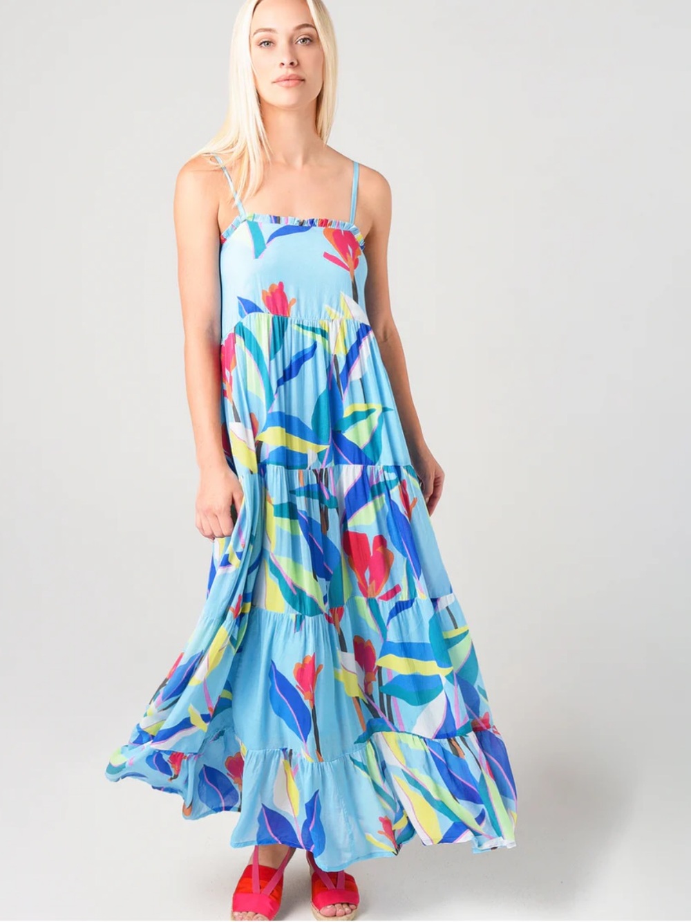 OLIPHANT Trovata Smocked Back Cotton Silk Maxi Dress Size Large